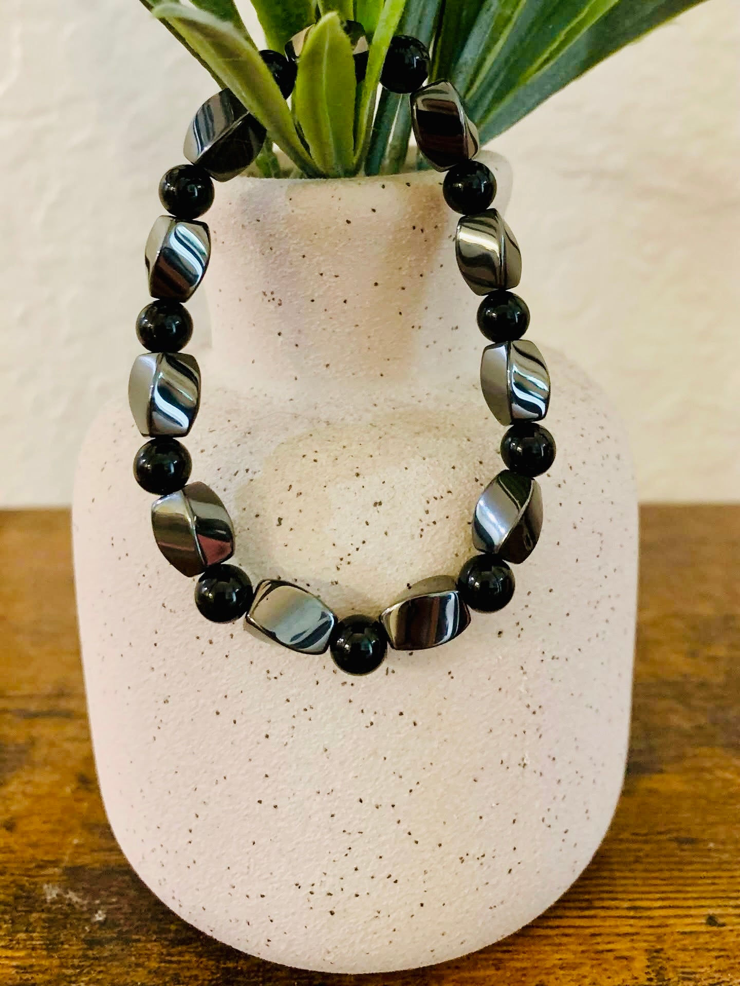 Hematite + Obsidian Bracelet