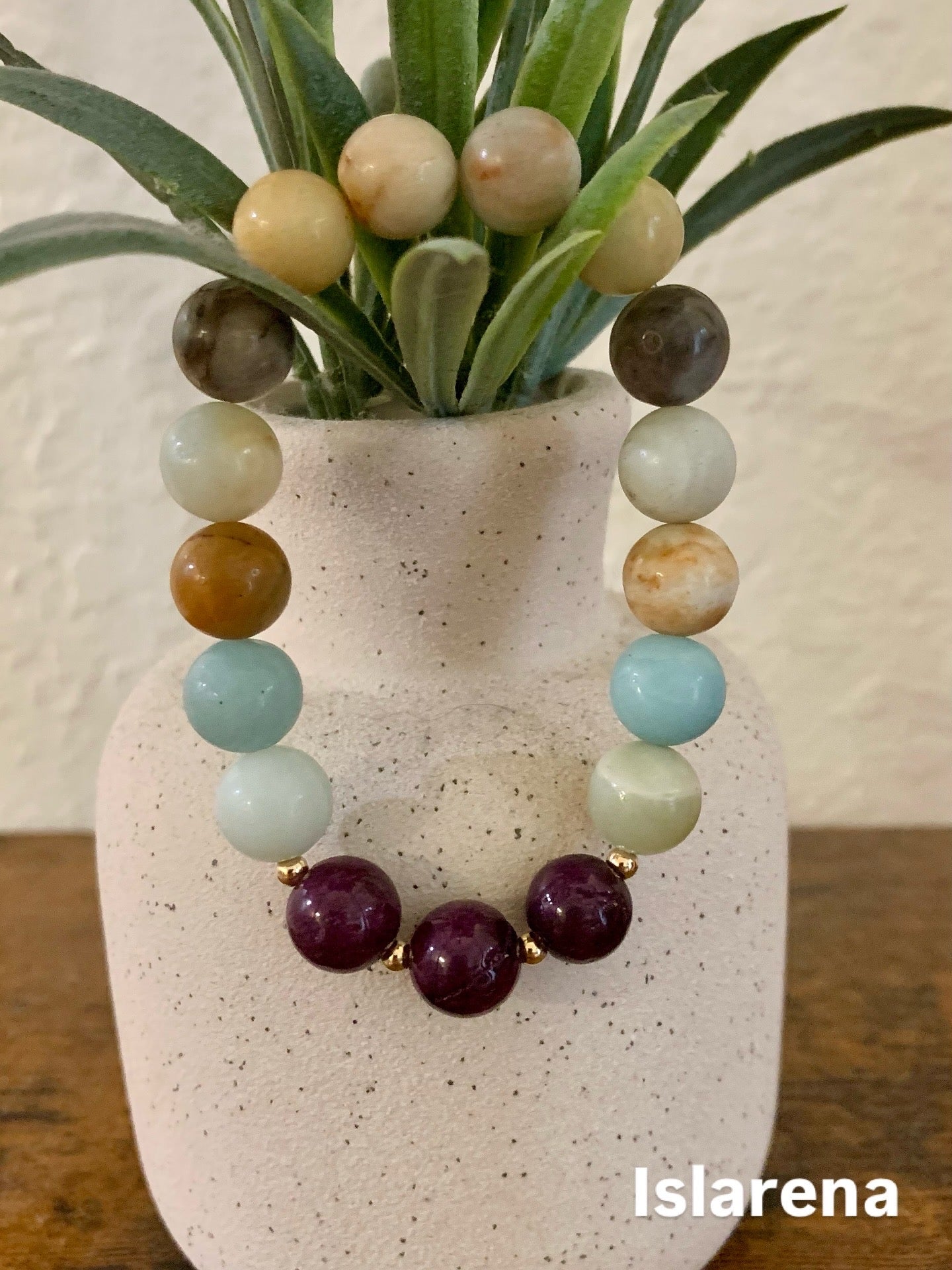 Amethyst + Amazonite Bracelet with Gold-Filled Accents