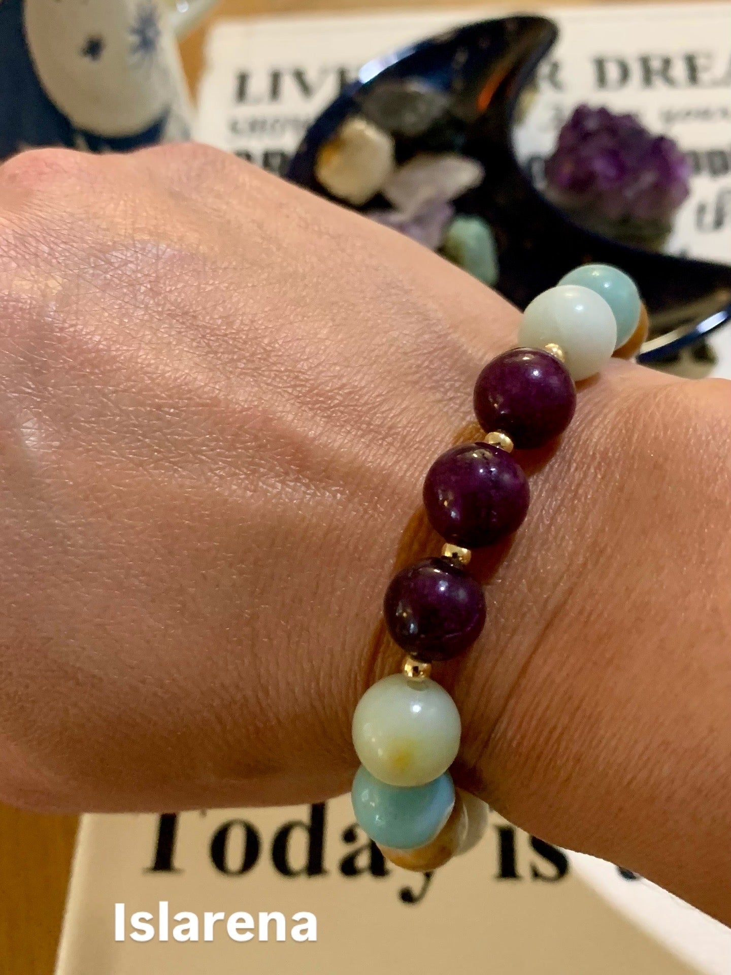 Amethyst + Amazonite Bracelet with Gold-Filled Accents